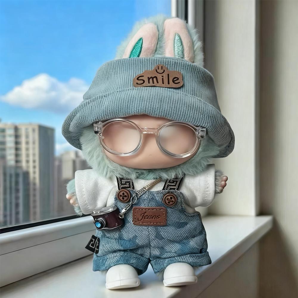 Doll Clothes Outfit Cowboy Overalls Set With Hat Accessory For 17cm Labubu V1V2V3 Cotton Toys Decoration Mini Doll Clothes Party