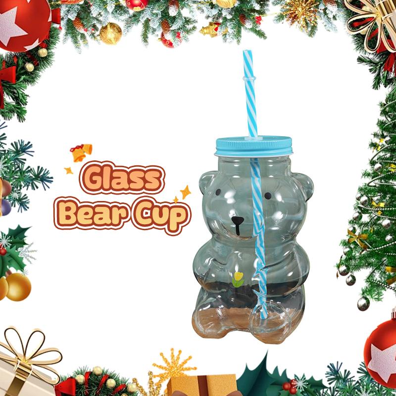 

Стеклянная чашка-медвежонок, чашка-поильник с трубочкой Медвежонок , стеклянные чашки с крышками и трубочками, милые кружки, чашки-поильники Медвежонок , для кофе, пива, вина, коктейльных напитков чистый