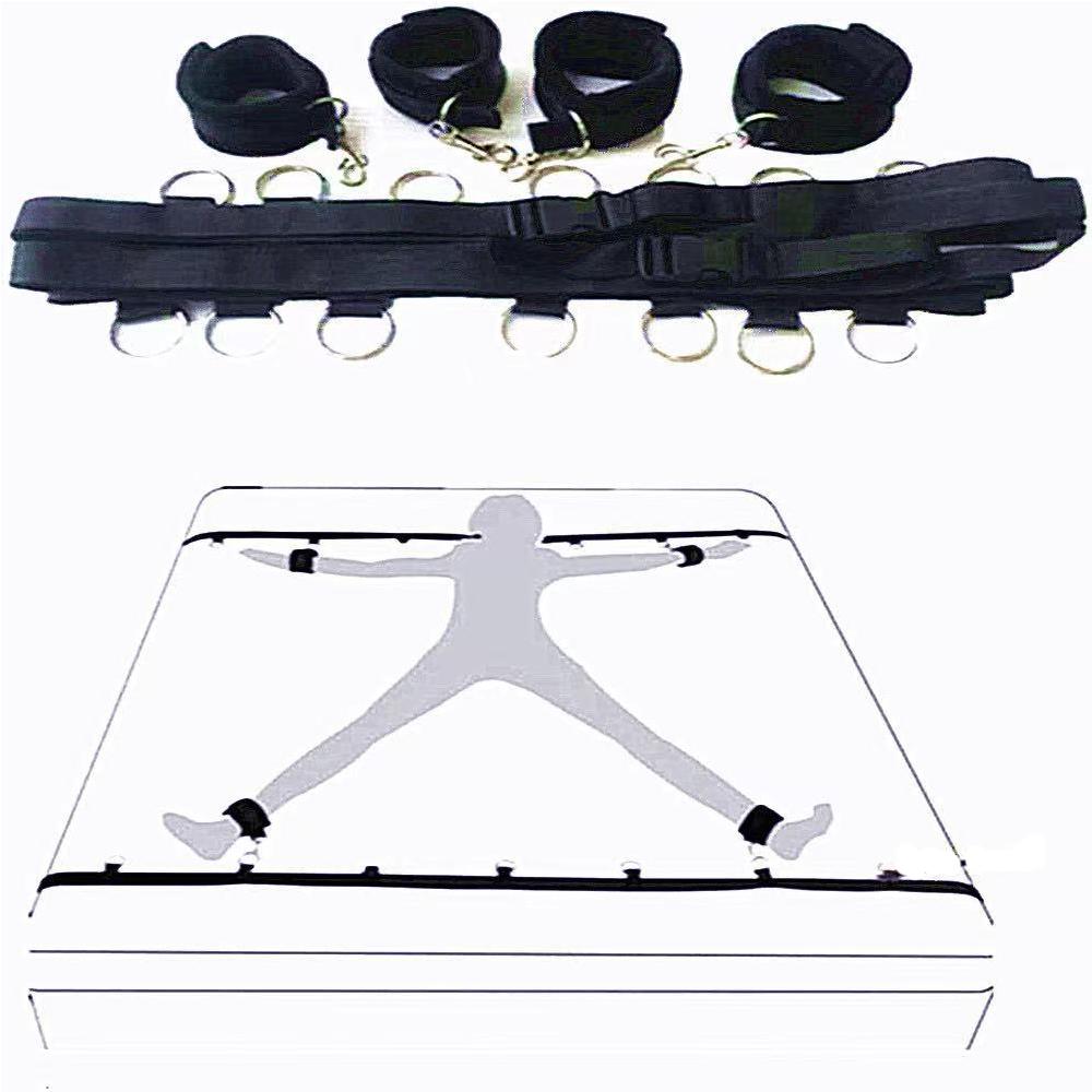 Adult Restraint Set  Bondage Handcuffs & Ankle Cuffs Slave Bed Open Leg Flirt No Vibrator Sex Toys For Women Couple Sex Shop