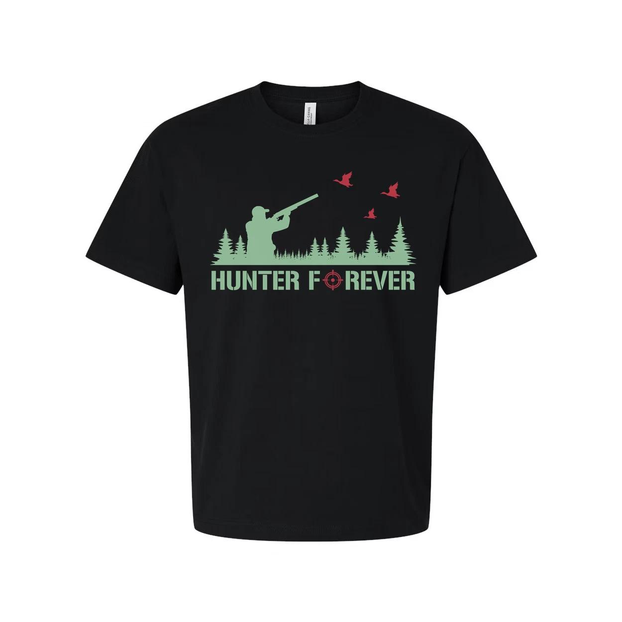 Unisex Hunting Graphic Tee With Hunter Forever Forest Silhouette 3XL
