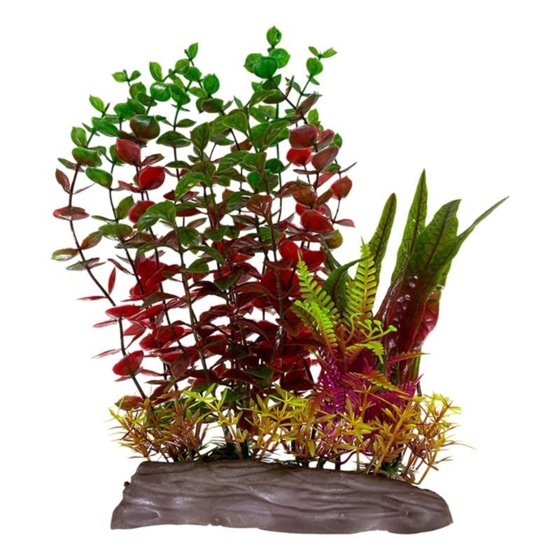 Fishtanks Landscaping Water Plant with Base Aquariums Safe Decorative Green Plant