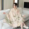Imitation cashmere ink painting lotus scarf women's new warm simple autumn and winter double-sided thickened scarf