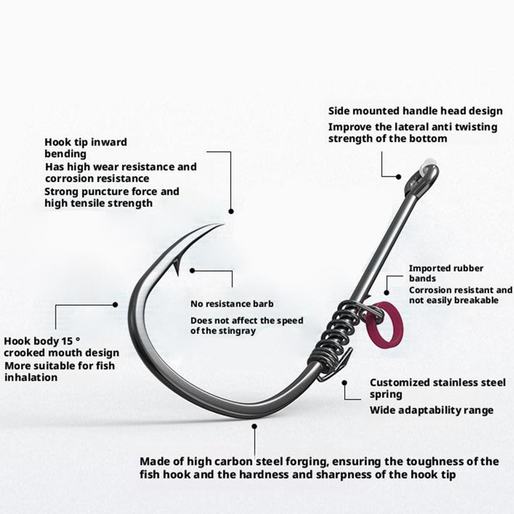 1PC Live Shrimp Fixing Hook Heavy Duty Carbon Steel Barbed Fishhook With Hole Live Bait Holder Carp Fishing Jig Worm Hooks