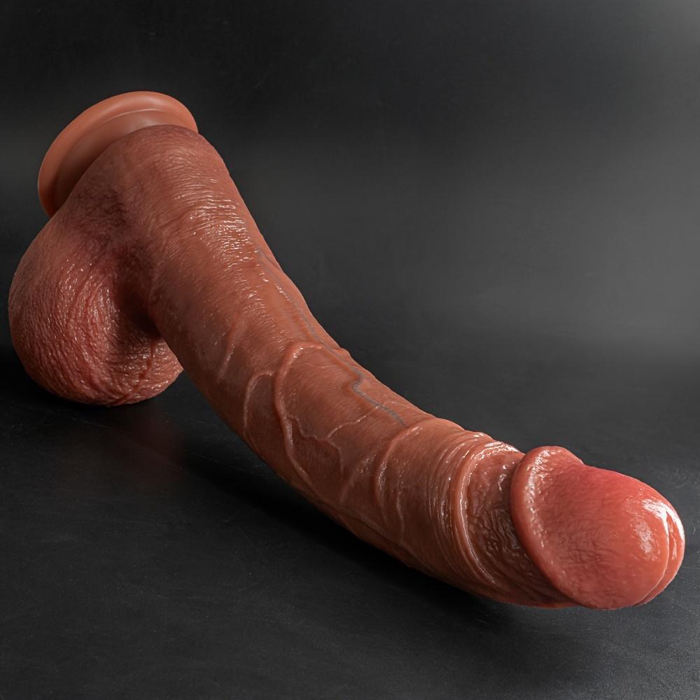 Extra großer langer Penis, Flüssigsilikon in medizinischer Qualität, langlebiges manuelles Sexspielzeug mit starkem Saugnapf, konzipiert für die Vaginalmassage und männliche Homosexualität