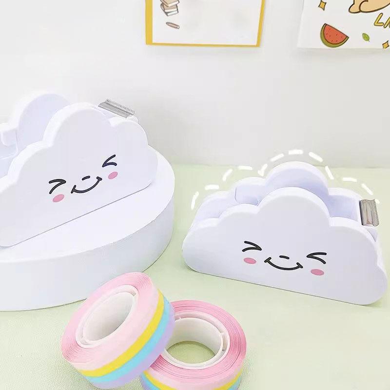 1PC Creative Cute Tape Block Mini Cloud Student Tape Cutter Manual Tape Block Rainbow Tape
