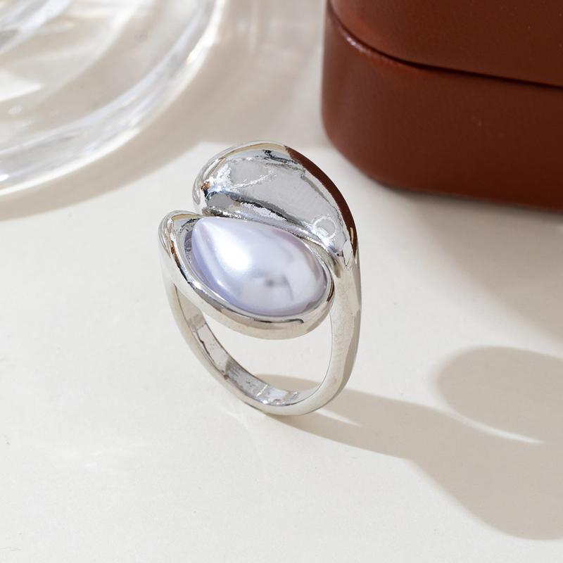 Luxus Barock Imitation Perle Verstellbare Ringe für Damen Mode Metall Tropfen Nischen Design Zeigefinger Ring Party Schmuck