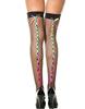 Black Fishnet Stockings With Colorful Rainbow Ribbons Mh4643 Bra