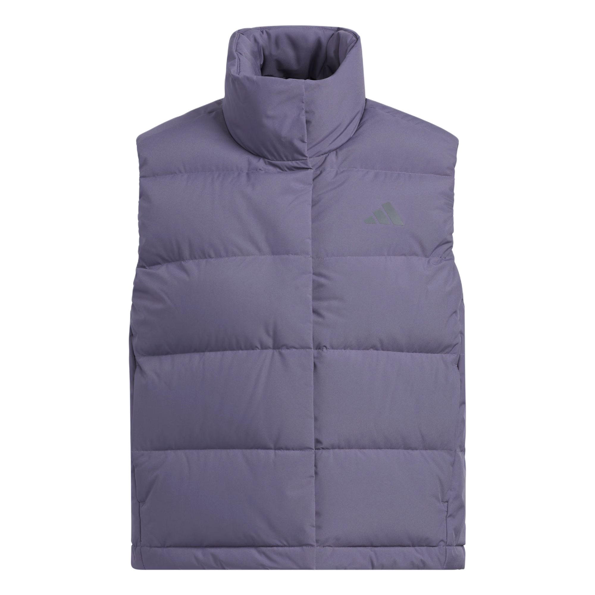 Adidas Helionic Relaxed Water-Resistant Windproof Warm 600 Fill High-Collar Zip Down Vest, Women s Winter Outerwear KQ5534 L