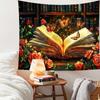 Butterfly Bookshelf Tapestry Flower Tapestries Magic Book and Red Roses Reading Concept Library Reading Room Bedroom Decoration
