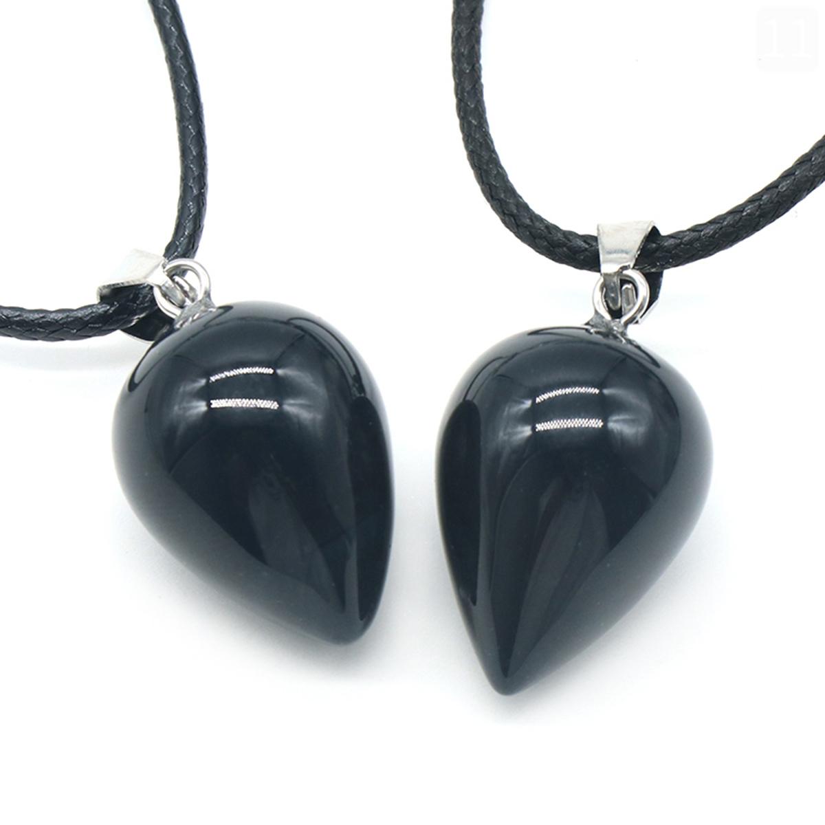 

Ожерелье из натурального камня в форме капли, кулон, кристалл, розовый кварц, аметист, содалит, опал, подвеска, веревочная цепочка, ожерелья для женщин и мужчин, ювелирные изделия, колье 22x16 мм 1Pcs/22x16mm-Black Agate