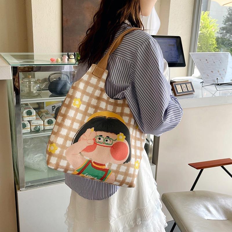 New large-capacity vest bag, commuter canvas bag, women's handheld shoulder bag, summer student tote bag