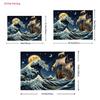 2D Starry Night Pirate Ship Backdrop Big Ocean Waves & Moonlight Background for Studio