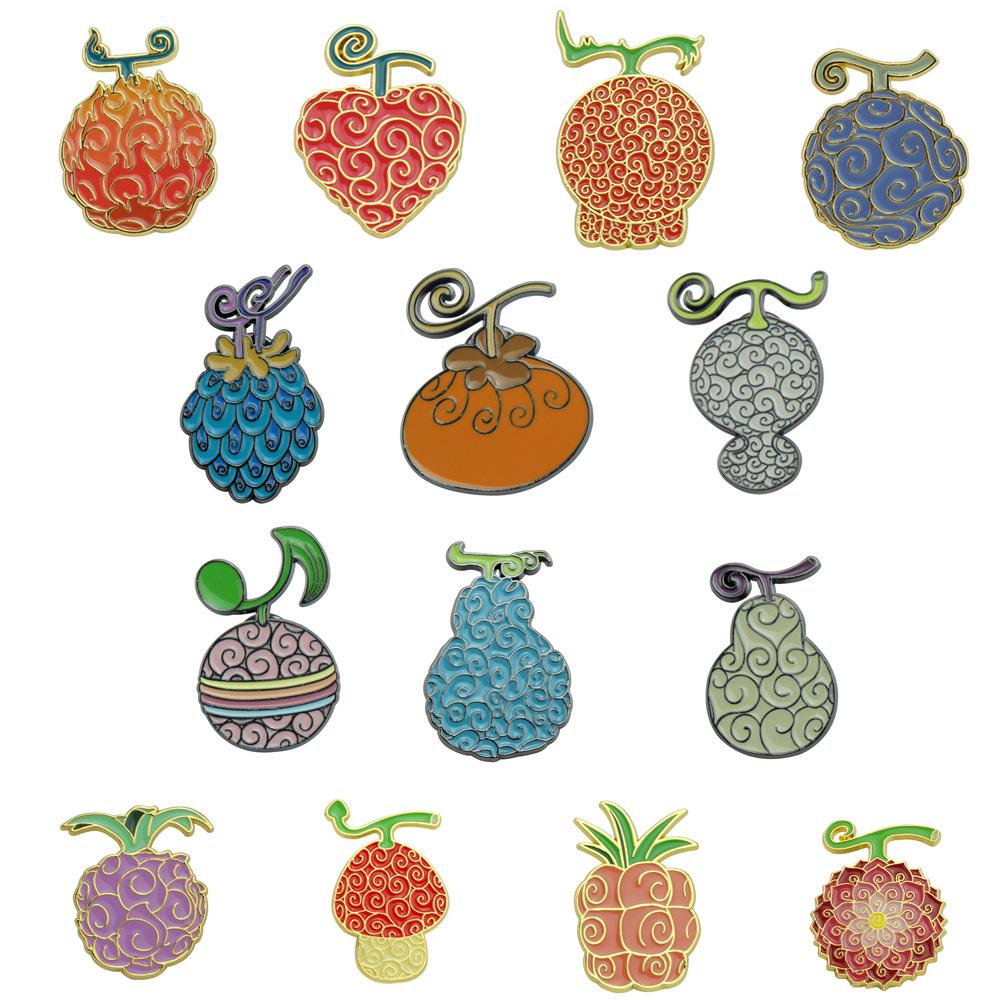 One Piece Devil Fruit Brooch - Ace Flame & Rubber Fruit Badge Jewelry