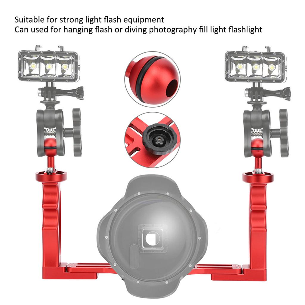 Ganzmetall Dual Handheld Handgriff Tauchlampe Halterung Unterwasser Sportkamera Halter