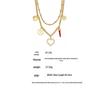 Qiong Yao 5A Zirconia Clover Heart Double Layer 18K Gold-Plated Necklace