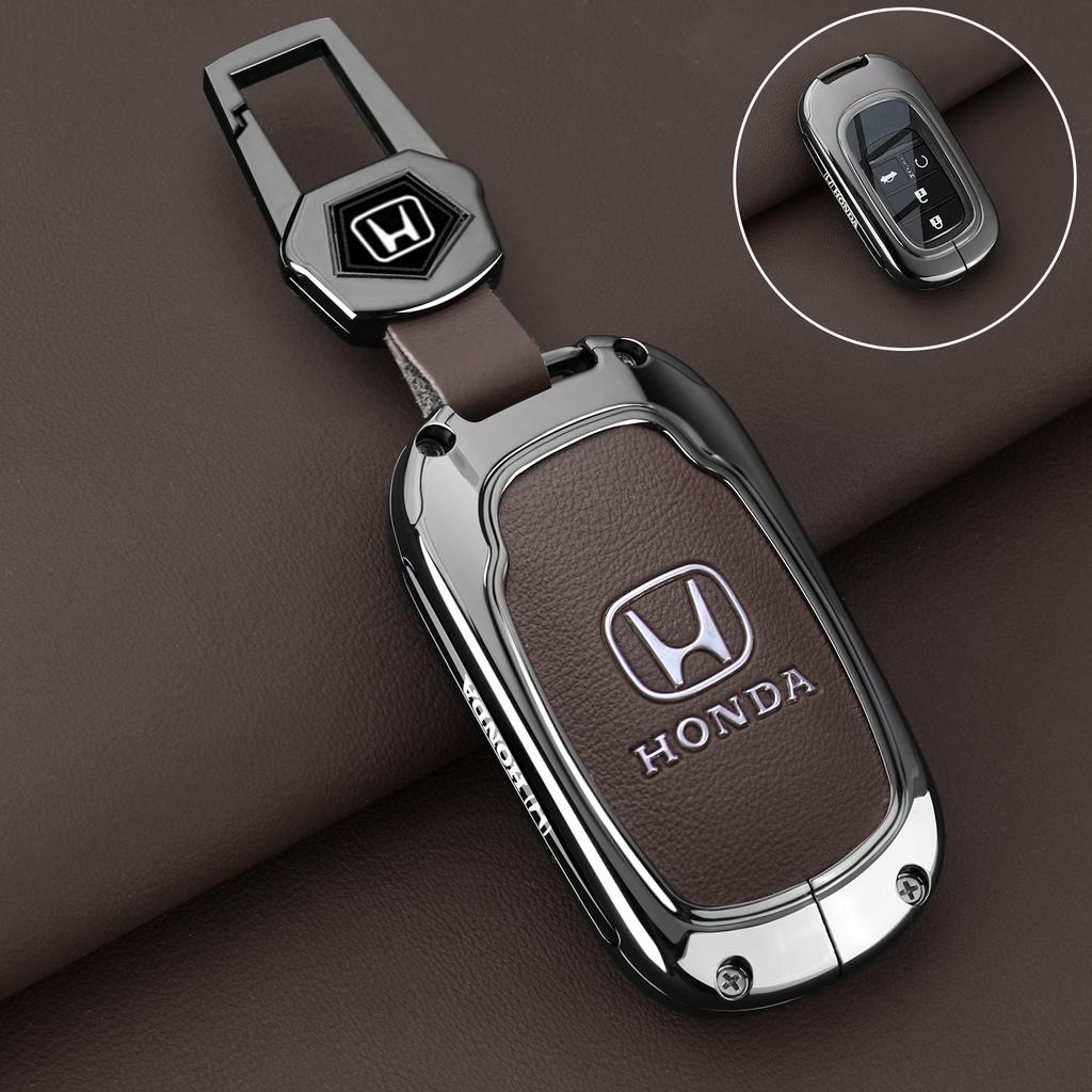 Leather Zinc Alloy Car Remote Key Case Cover For Honda Civic 11th Gen Accord Vezel Freed Pilot CRV 2021 2022 Protector Accessory