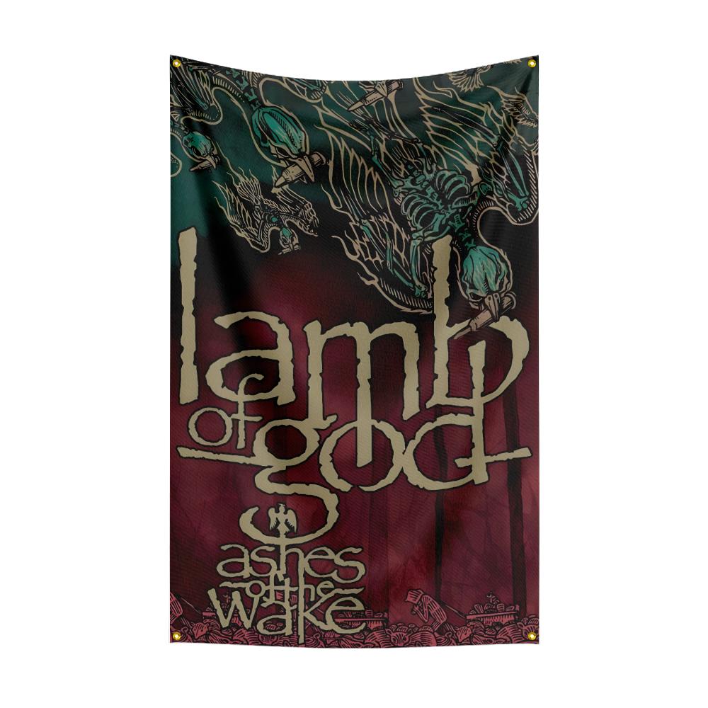 Flaga Zespołu Heavy Rockowego L-Lamb Of Gods 3x5 stóp Baner Poliestrowy z Nadrukiem Cyfrowym do Dekoracji Ściany w Sypialni Dekoracja Gobelinowa na Zewnątrz