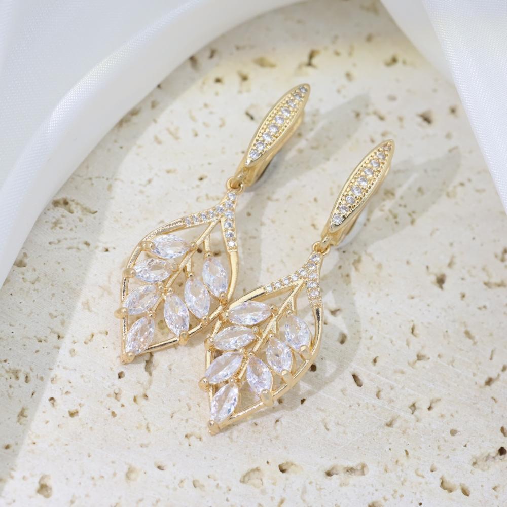 1 Paio Orecchini Pendenti Moda Foglie per Donna Gioielli in Zirconia Cubica Accessori Quotidiani per Feste