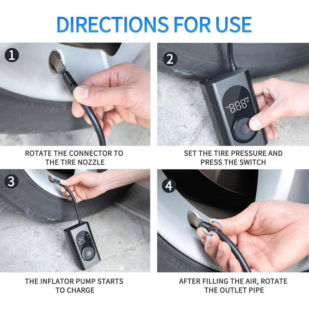 Mini Portable Electric Air Compressor Electric Air Pump 4000 MAh USB Charging Electric Air Pump Compatible with Bicycle/Motorcycle/Car/Football