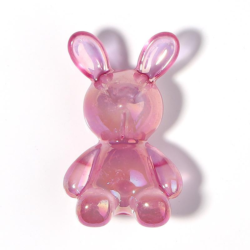 10Pcs Plated Color Acrylic Beads Cartoon Cute Rabbit Violent Bear Bead For DIY Bracelet Phone Chain Keychain Jewelry Ornament