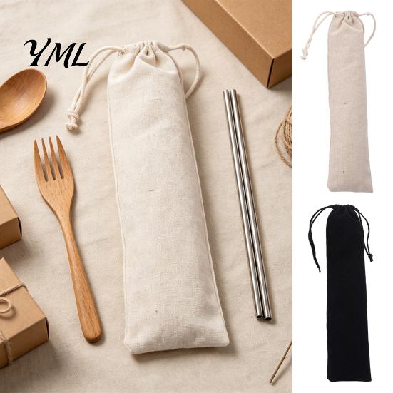 Portable Cutlery Storage for Picnic Drawstring Bag, Reusable Utensil Pouch, Washable Holder Students Organizer Chopsticks Spoons And Straws