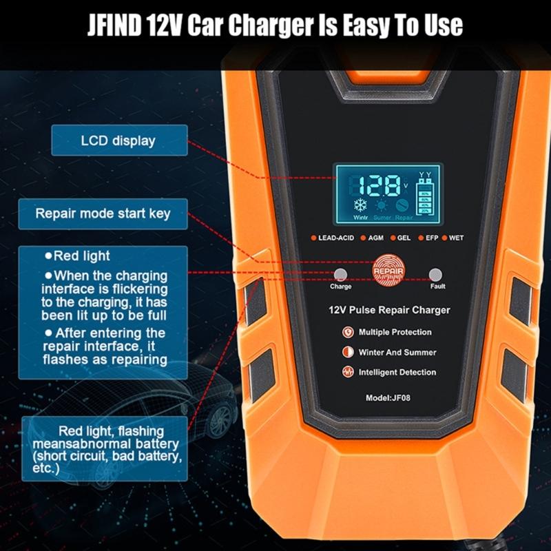 Car Battery Chargers,12V 6A Fully Automatic Battery Chargers Maintainer Trickle Chargers for Car Lead Acid Batteries