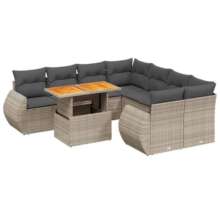 VidaXL Garden Lounge Set with Cushions 9 Pcs, Patio Sofas, Patio Furniture Set, Outdoor Furniture, Grey 3272124