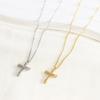 Hot Selling 14K Gold Plated Stainless Steel Necklace Zircon Cross Fashion Jewelry Women Gift Hypoallergenic Durable