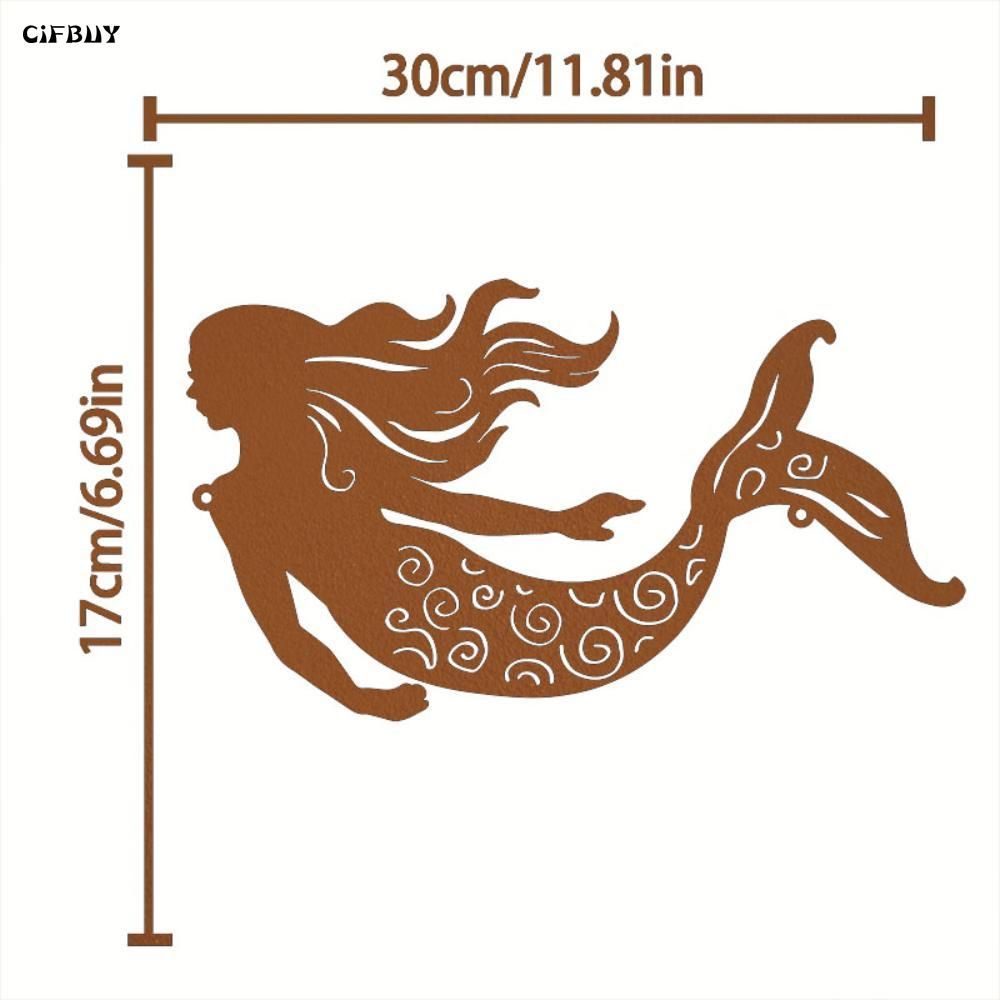 Wrought Iron Mermaid Panel 50cm Garden Decor Anti Rust Coating