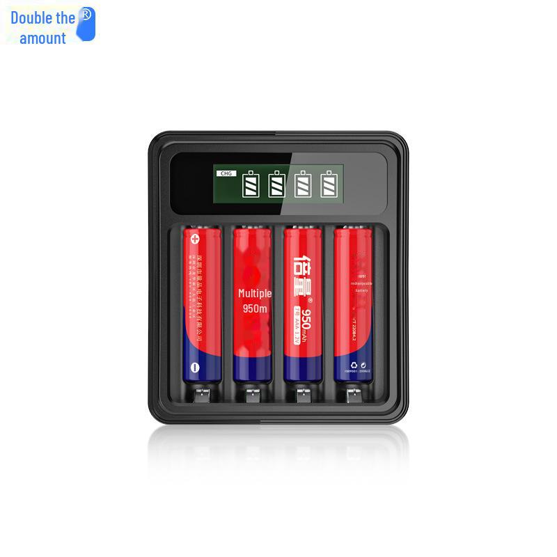 Dual LCD Display Charger with 4 Sets of 1.2V NiMH Rechargeable Batteries