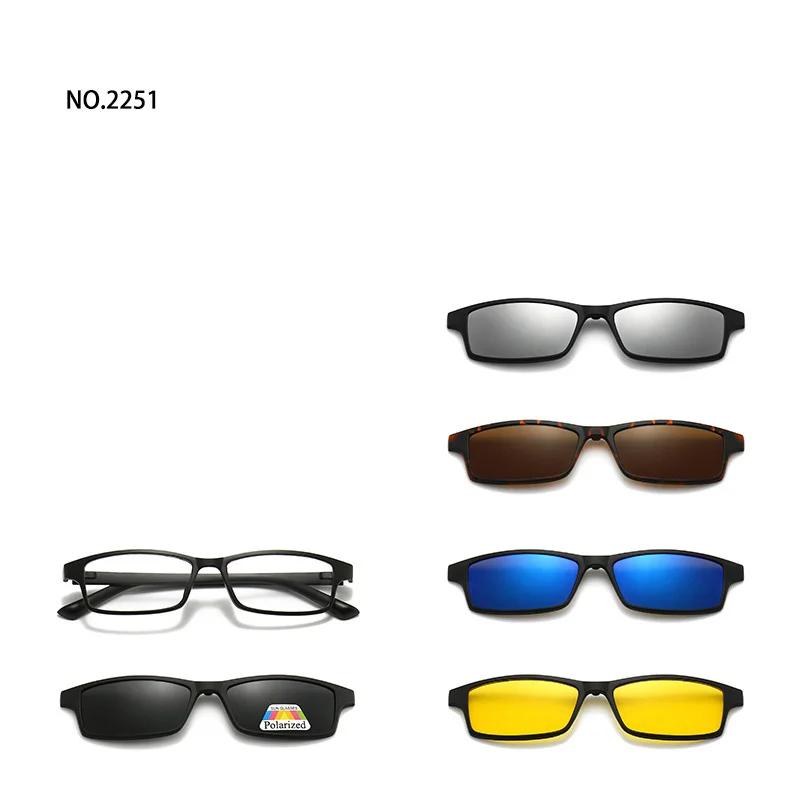 6 In 1 Magnetic Clip Sunglasses prescription Spectacles Men Women Polaroid Night Vision Lenses Glasses