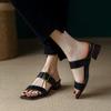 2024 New Women Sandals Genuine Leather Slippers Fashion Concise Comfortable Casual High Heels Spring Summer Shoes Woman Slippers