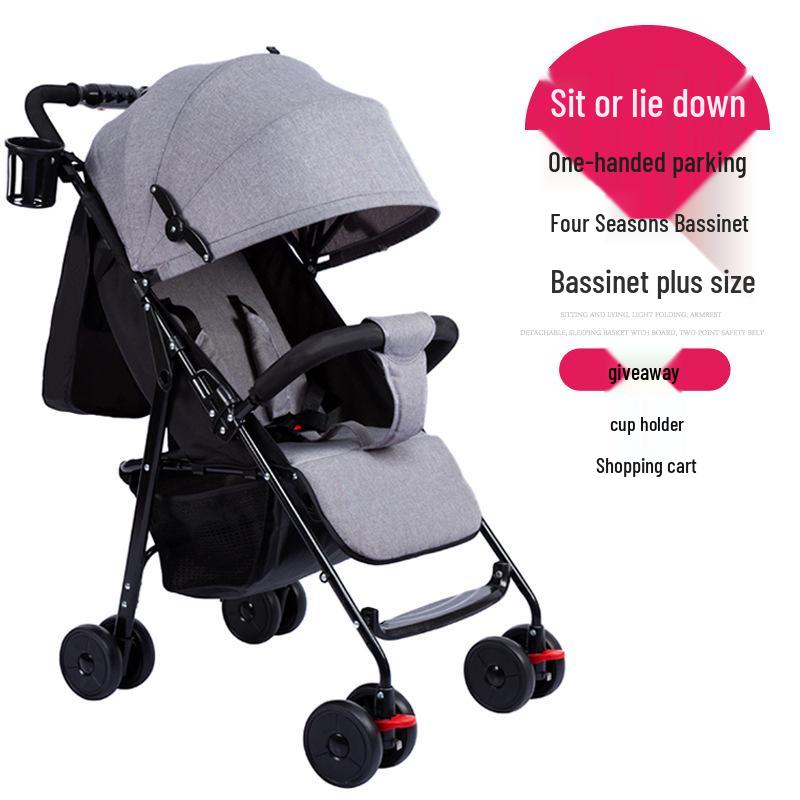 Compact Baby Stroller: Foldable with Recline, Shock Absorption, All-Weather Brakes, and Anti-Hunchback Design.