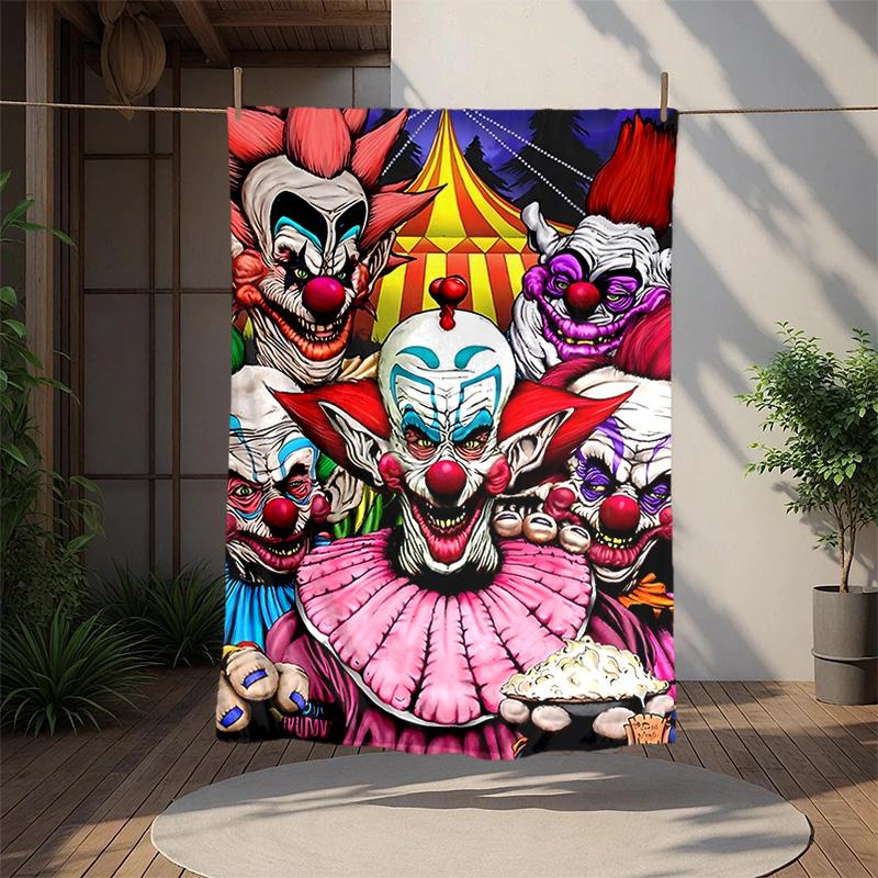 Hororový klaun Cirkus Flanelová deka Měkká teplá Celoroční přehoz, Design pro kempování, Cestování autem, Turistiku Pohovka, Postel, Kancelář Perfektní dárek na večírky