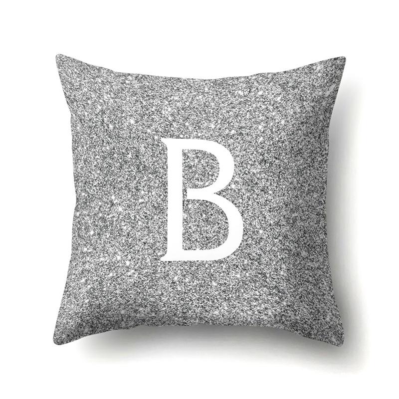 Polyester Pillowcase Home Decoration Gray Bottom Pillowcase 26 English Letter Cushion Cover