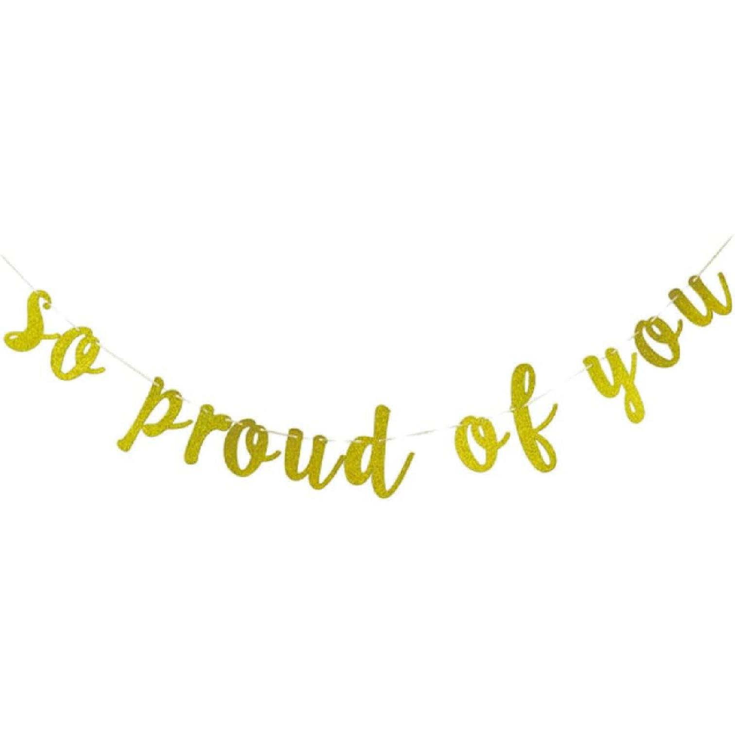 So Proud Of You Banner,Graduation Decorations ,Graduation Party Supplies , Congratulations sign,Congrats Banner (gold)