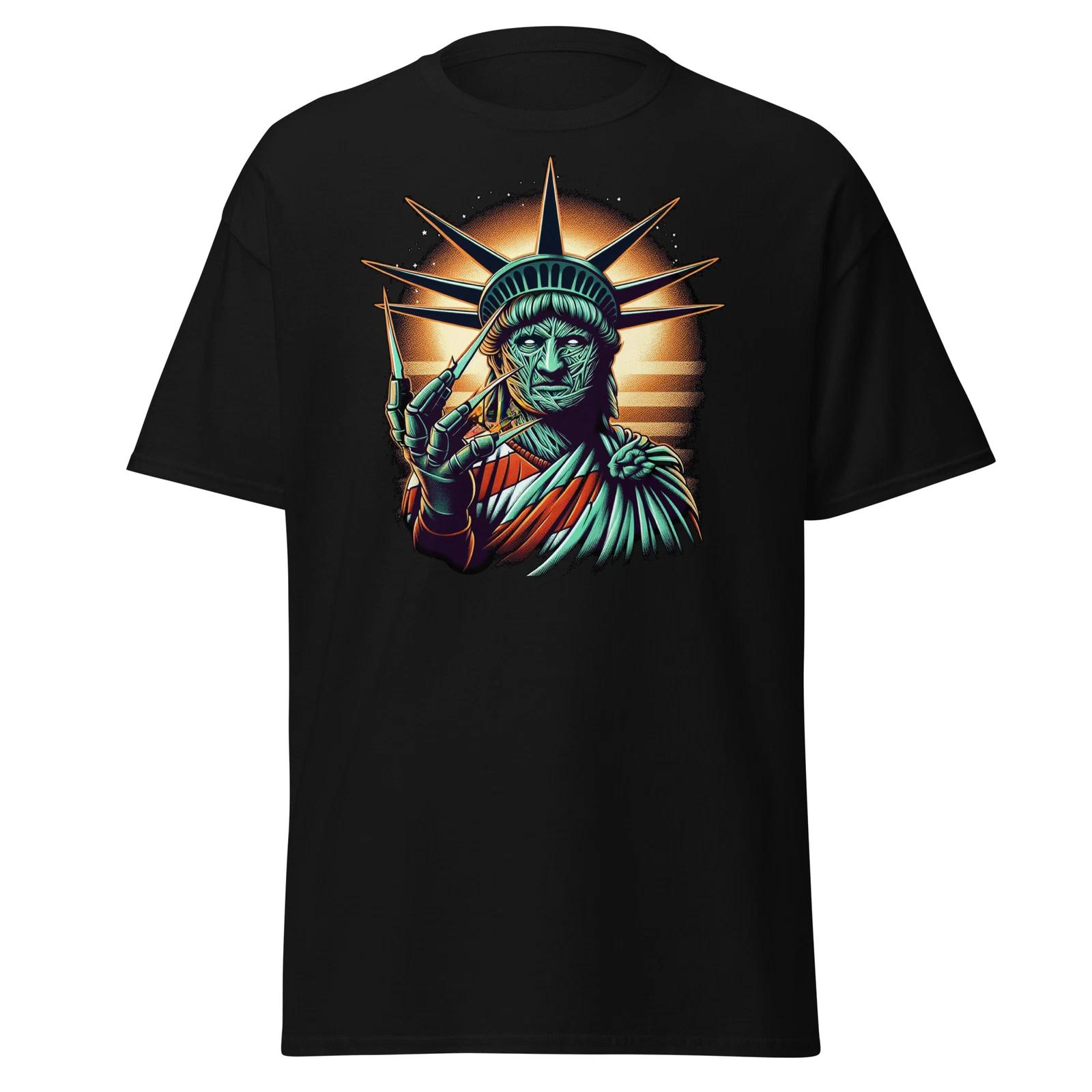 Men s and Women s T-shirts Unleash the Horror with Our Freddy Krueger Statue of Liberty T-Shirt M