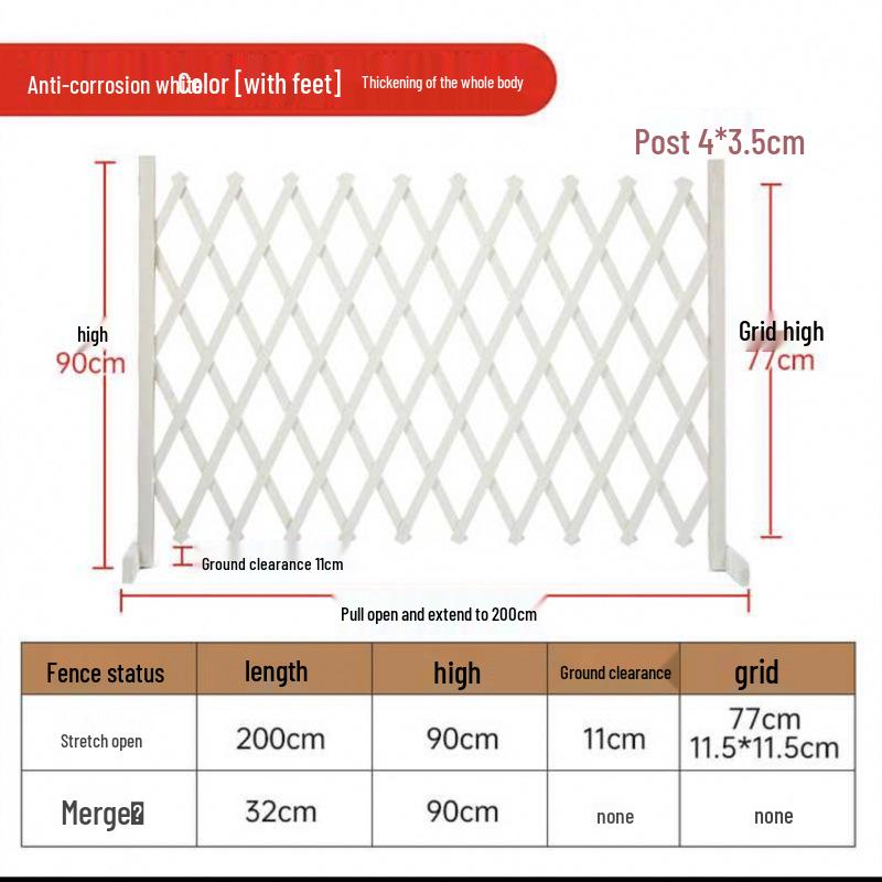 Zewnętrzne antykorozyjne rozsuwane drewniane ogrodzenie do ogrodu, na podwórko, na balkon wewnątrz i jako kojec dla psa.