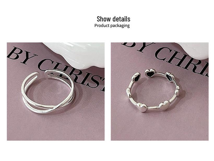 Yinruitai S925 Sterling Silver Korean Heart Design Thin Band Ring for Women