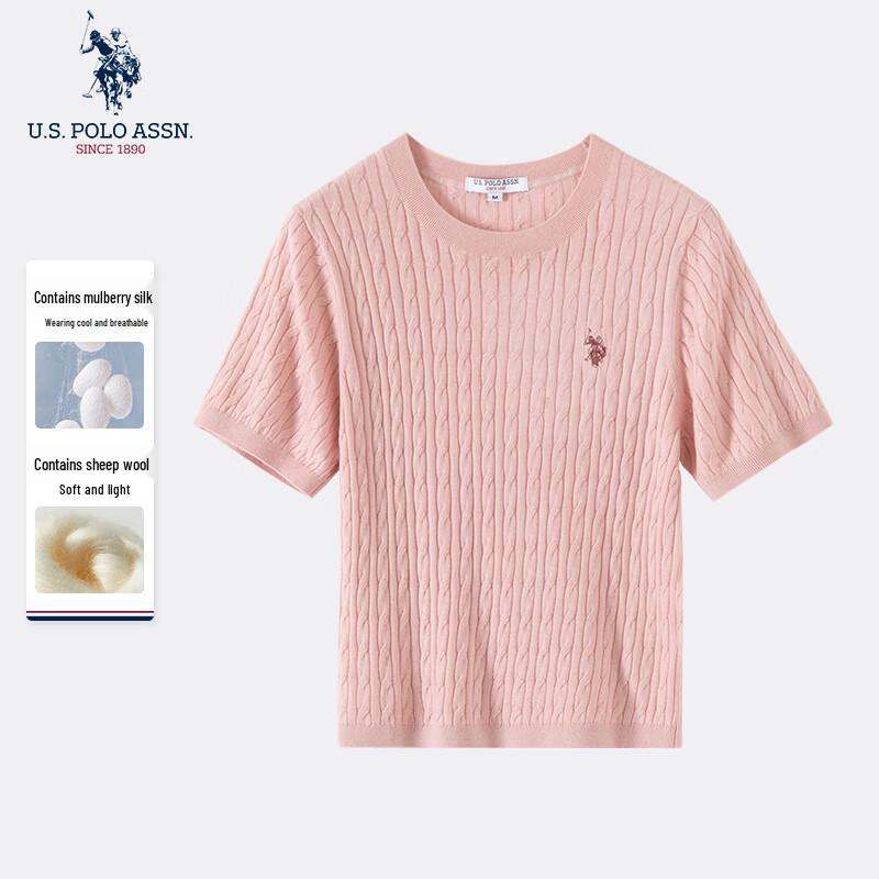 НАС. АССН ПОЛО. Женская охлаждающая вязаная футболка из смесовой шелка XL