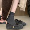 Retro Gentle Fairy Fluffy Shoes Female 2025 Autumn and Winter New Outer Wear Korean Version Flat-bottomed Velvet Mary Jane Single Shoes