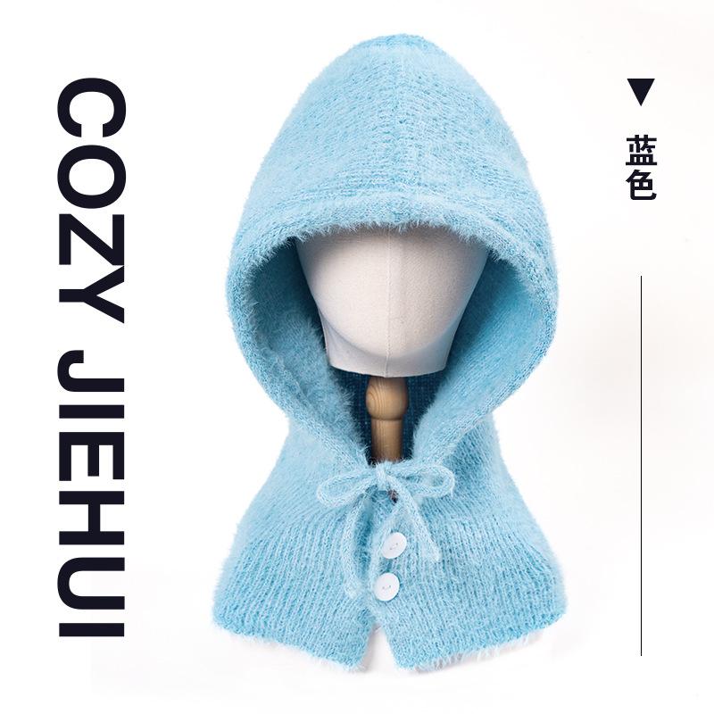 Ins Wind Rafa Hat Men and Women Winter Riding Warm Ear Protection Scarf Hooded Integrated Couple Wool Knitted Hat