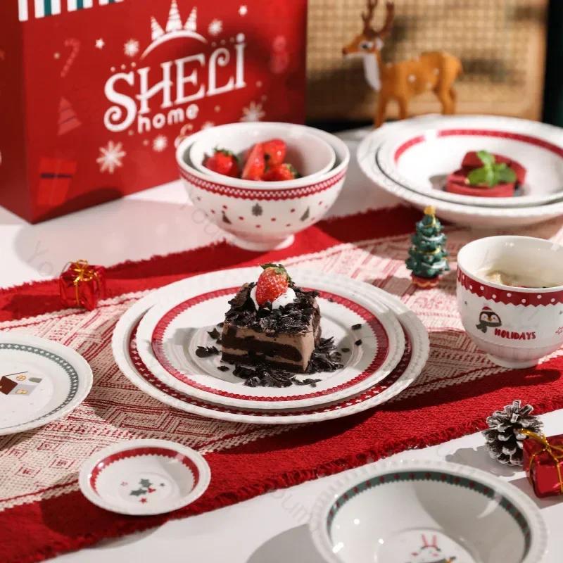 Light Luxury Christmas Ceramic Plates Creative Cute Fruits Dessert Plate Delicious Dishes Dining Plate Exquisite Tableware Gifts