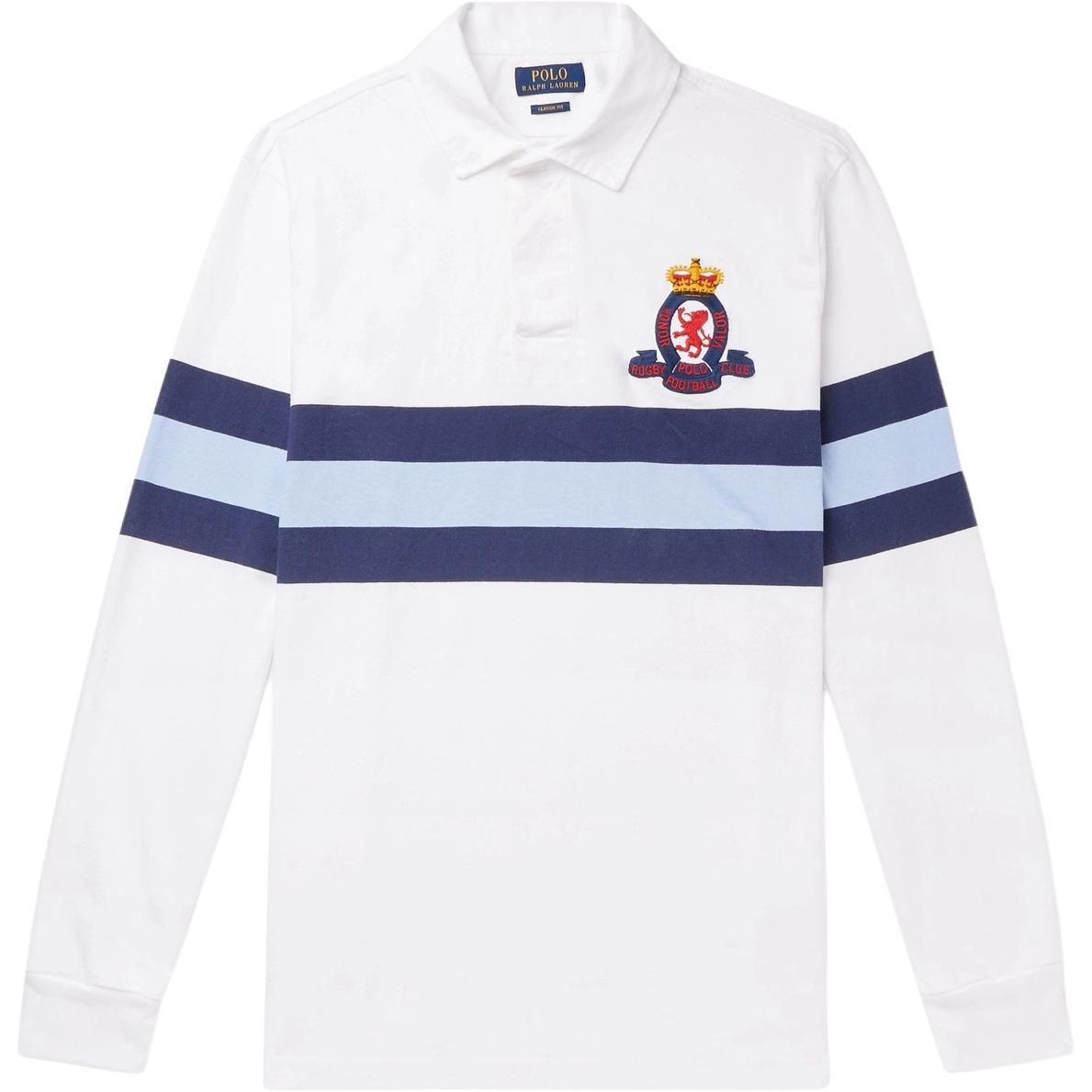 

Polo Ralph Lauren Весна/Лето 26 Хлопковая полосатая рубашка-поло с длинным рукавом и вышитым логотипом Классическая версия Мужские топы 710838837-001 L