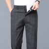 Pantaloni Estivi Sottili a Quadri Formale Elasticizzati Uomo Slim Business Grigio Nero Casual Pantaloni Moda Abbigliamento Maschile Inghilterra