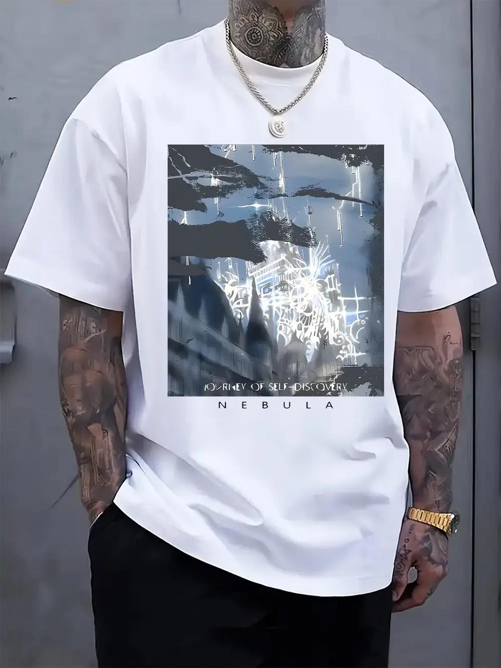 

Sci-Fi Style City Print Crew Neck Short Sleeve T-shirt Fashion Regular Fit Tee Spring/Summer Vacation S