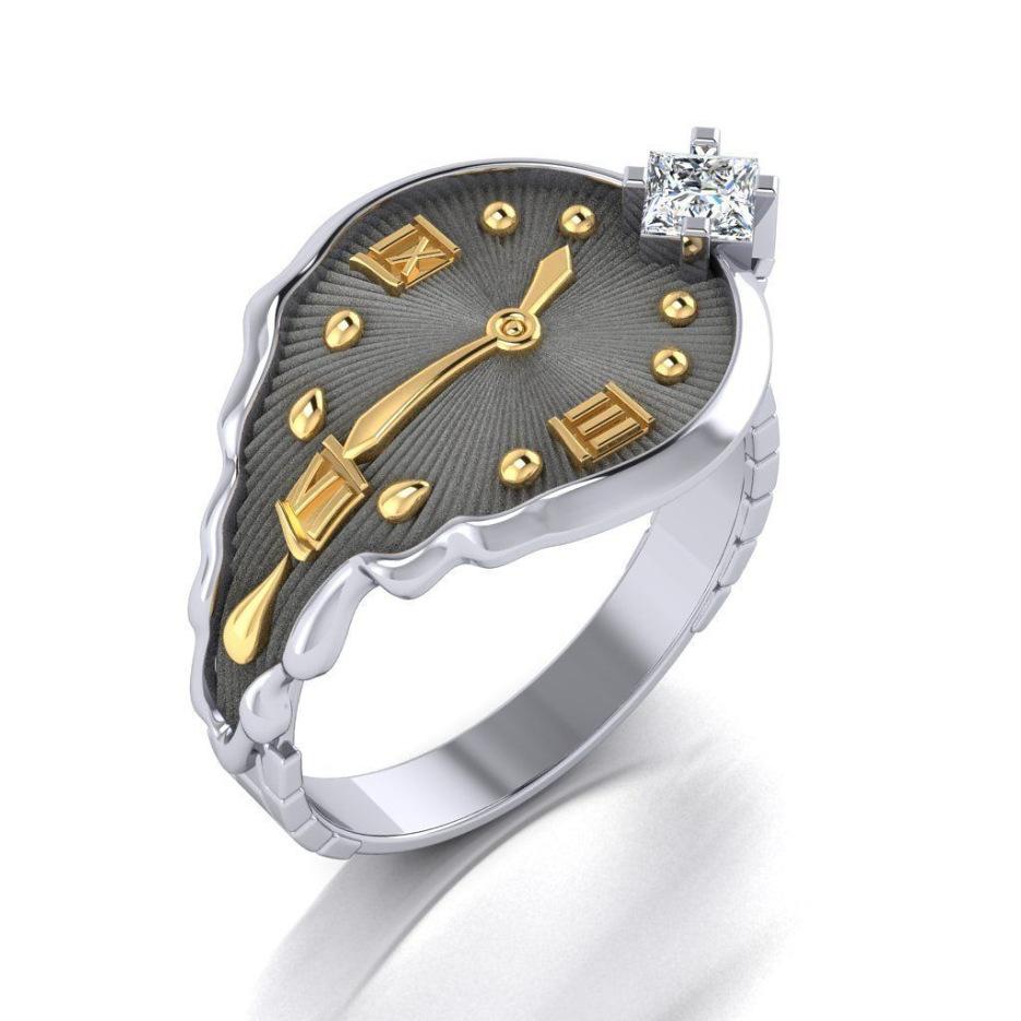

New models are on sale, personalized creative clock inlaid zircon rings, holiday gift accessories 11 срібний