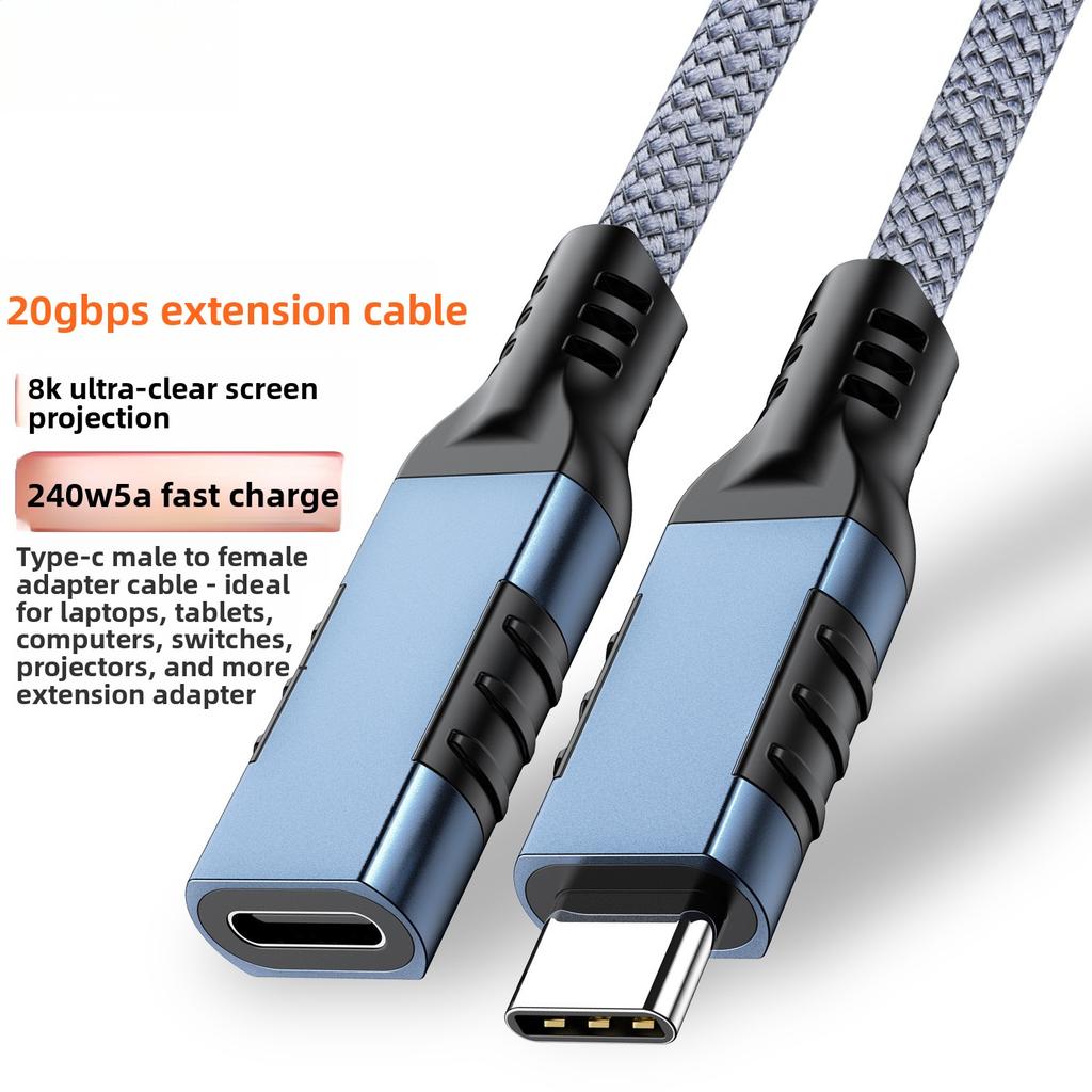 Type-C Male To Female Extension Cable USB3.2 Gen2 20Gbps High Speed Data Cord Support 8K Screen Cast OTG Adapter For Laptop Phone Docking Station