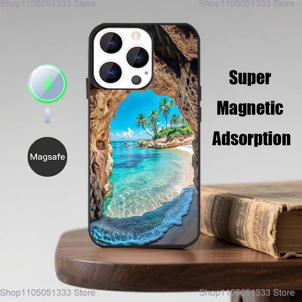 Sea Tropical Palm Trees Beach Phone Case  For iPhone 17,16,15,14,13,12,Pro,Max,Plus,Mini,Magsafe,Magnetic Wireless Charging Case