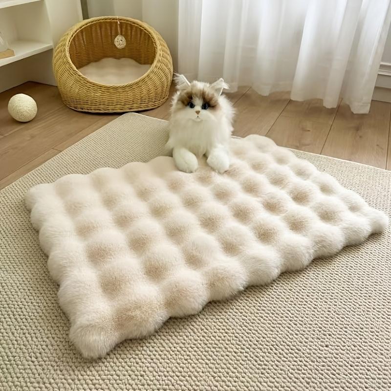 Plush Bubble Fleece Pet Mat Winter Warm Pet Cotton Pad Non-Slip Cats Mat Dogs Soft Comfortable Solid Color Dogs Mat Pet Supplies